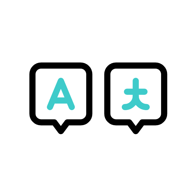 Íconos de comunicación representando traducción e interpretación de idiomas